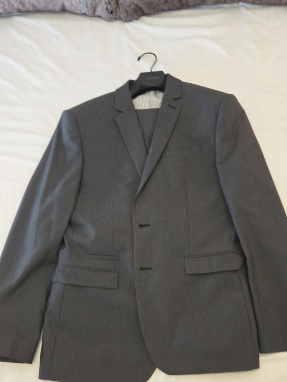 Express Men's Gray Two-Button Suit Jacket